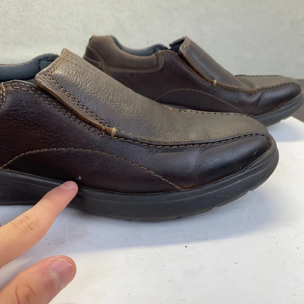 Clarks Cottrell Free Slip On‎ Sneakers Mens 10.5 M Brown Leather Casual Shoes